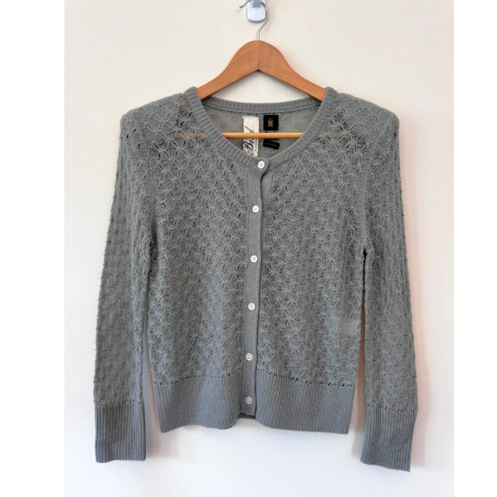 Bird by Juicy Couture Grey Cashmere Pointelle Knit Cardigan Size Medium